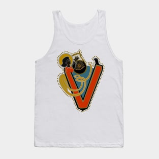 Dark Angel Letter V Light Turquoise Tank Top